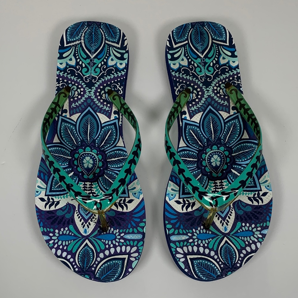 Vera Bradley Women Blue Island Medallion Flip Flops L Size 9/10